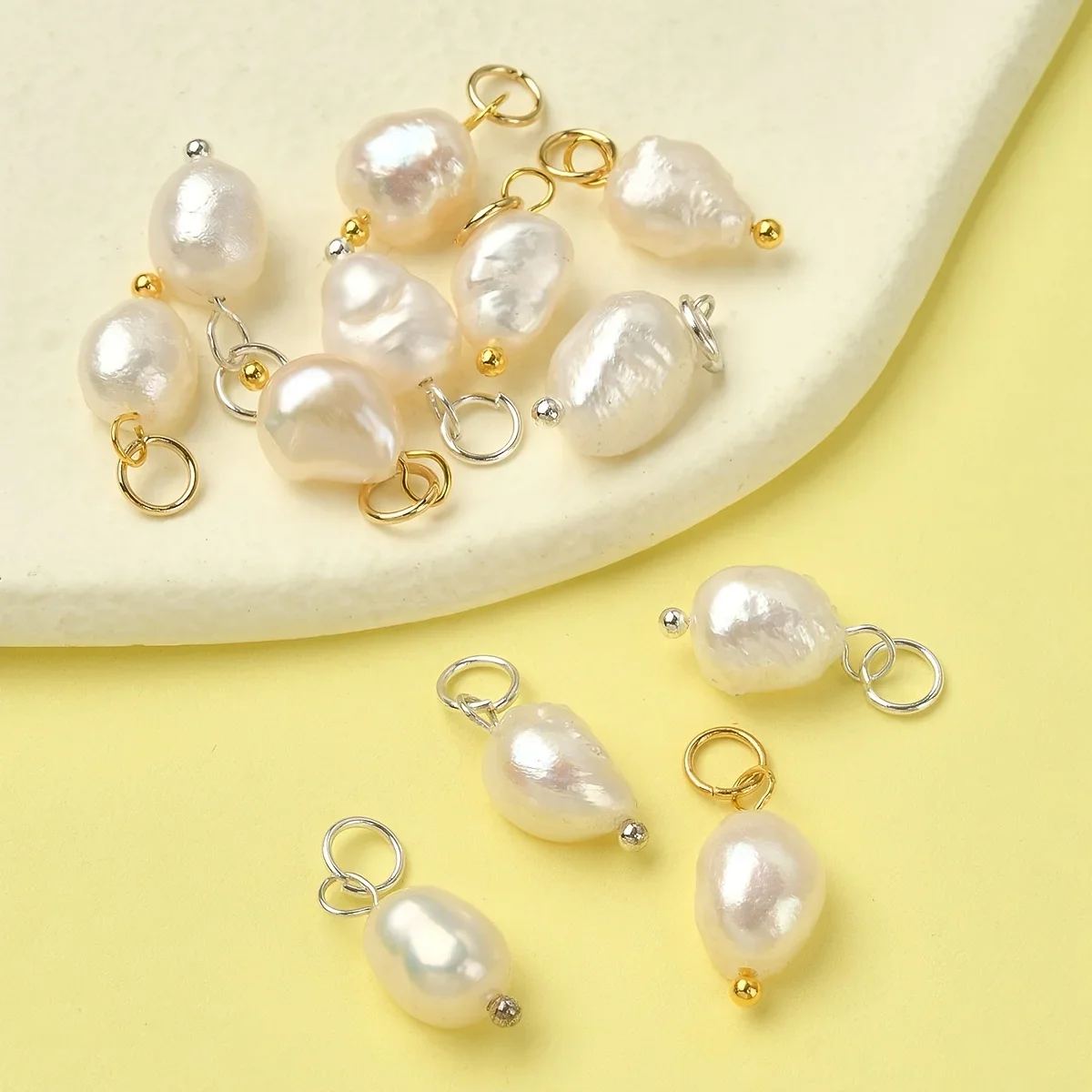 DAINASHI 12pcs 5-7.5MM Natural Baroque Freshwater Pearl Charms DIY Jewlery Making for Women Necklace Pendant Earring Accessories