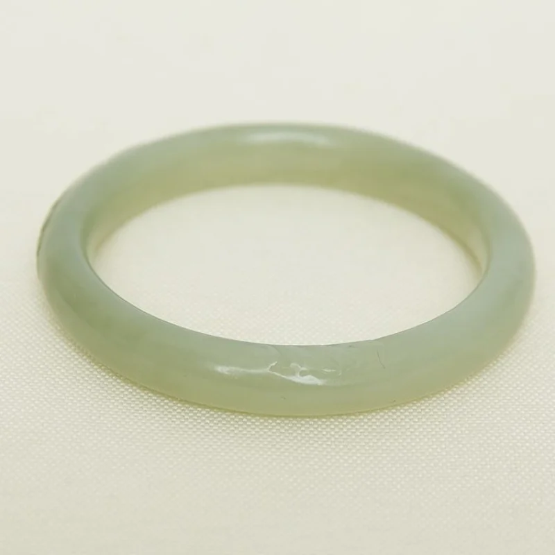 Hetian Qinghai Material-Base , Green-White 53mm Peace Jade Bracelet