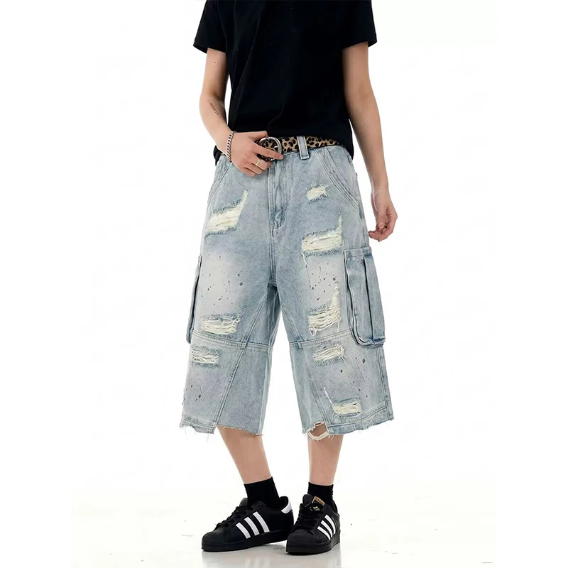 2026 American Vintage Old Baggy Slim Machete Denim Shorts Y2K Harajuku  Washed Hole Denim Cropped Jeans Summer