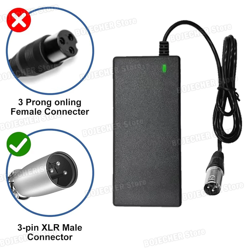 Picture 3: 54.6V 2A Lithium Battery Charger With 3 Pin XLR Connector For 48V Lithium Battery AC100-240V Power Supply Adapters EU US Plug