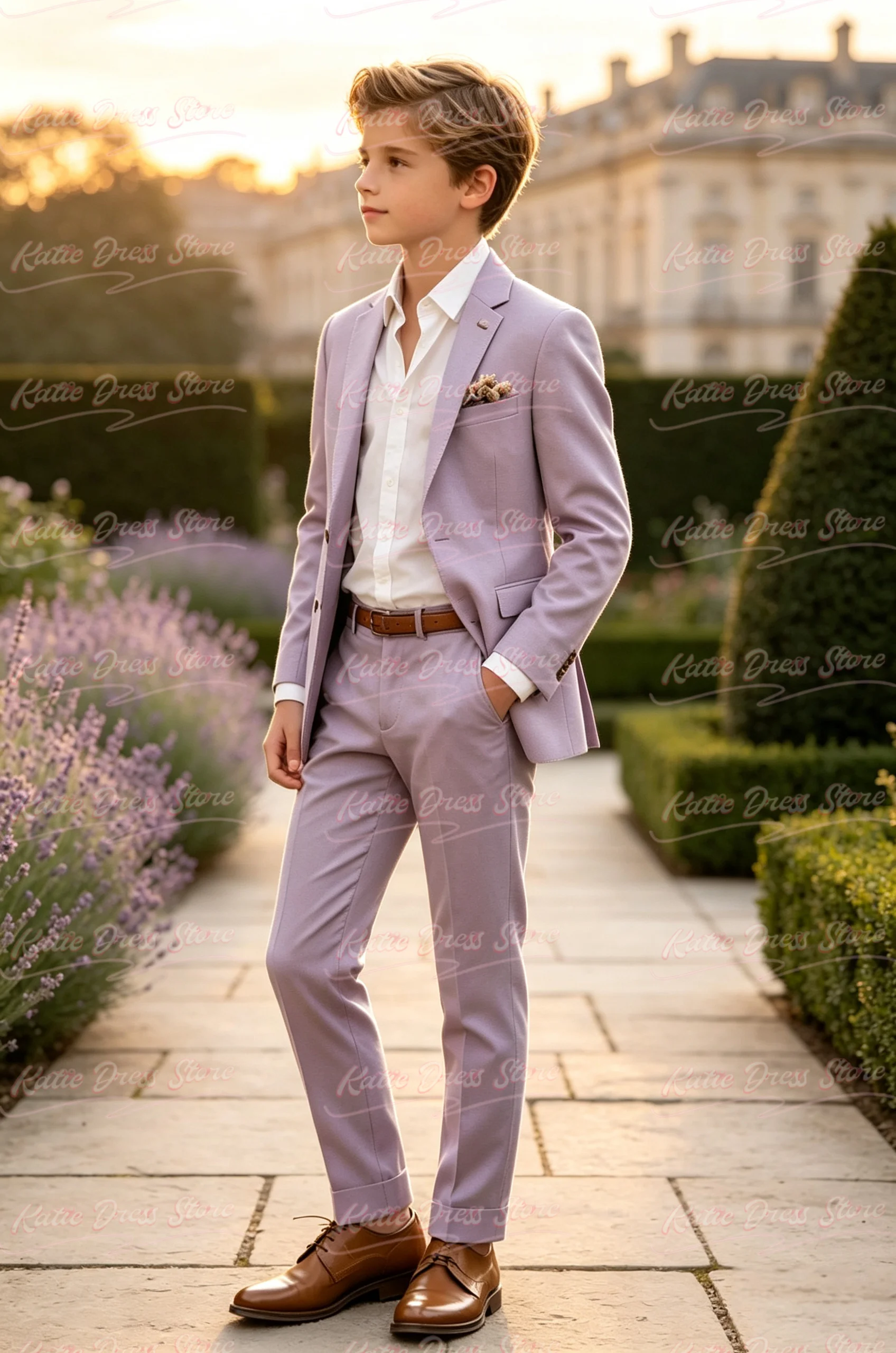Elegant Customized Lavender Single Breasted 2-Piece Suit Random Teen Dress Wedding Performance Prom Formalwear Classic Slim