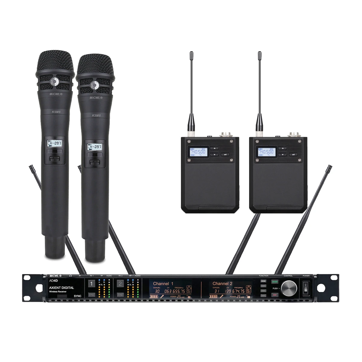 

Popular AD4D True Diversity Wireless Microphone System Dual AD2 KSM8 Handheld UHF 2 Channel Headset BodyPack Transmitter