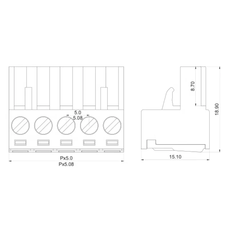 5sets rail plug-in terminal block 2EDG-UVK-5.08mm installation 35mm rail clamp pin solder free docking pitch 5.08mm