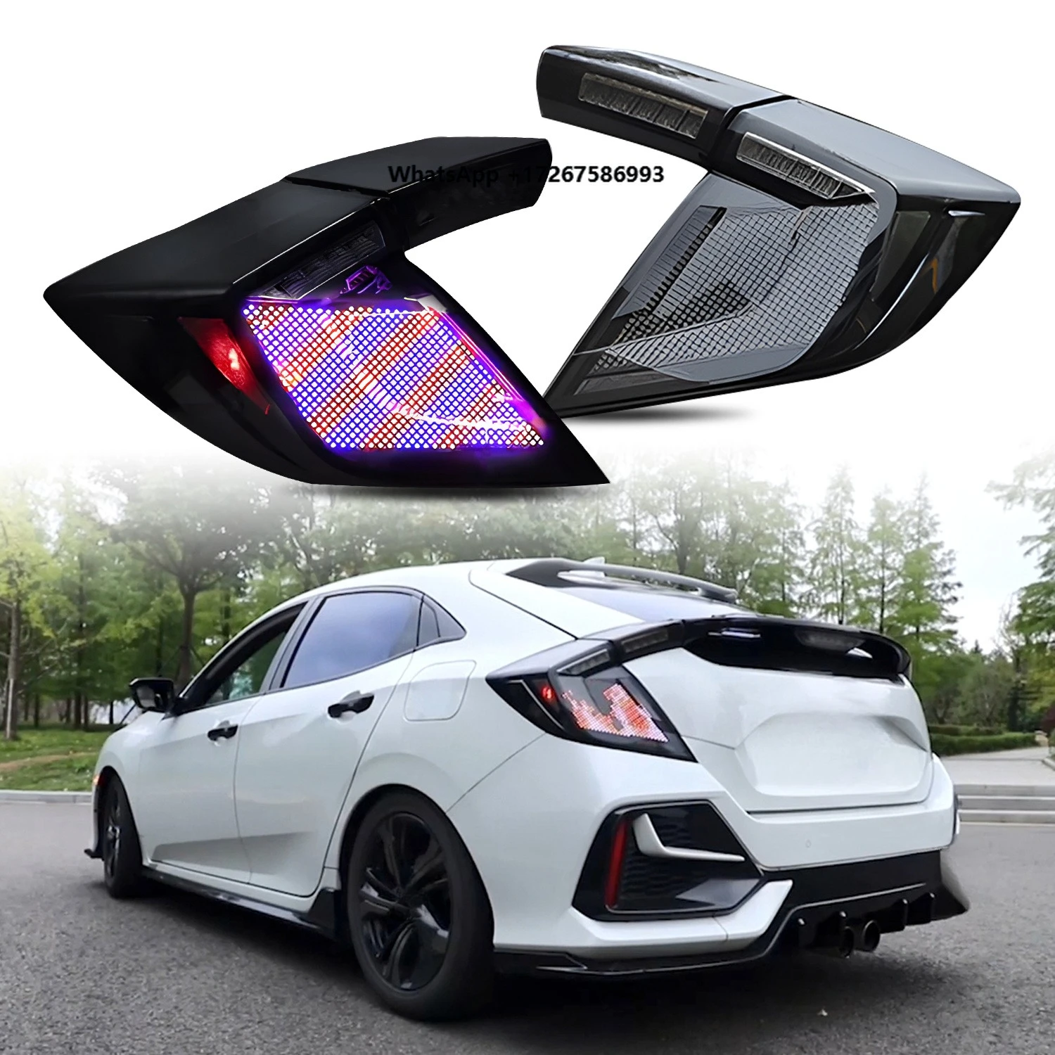 HCMOTIONZ LED Tail Lights for  2017-2021 Hatchback Customization Rear Lamps Car Assembly DRL Animation