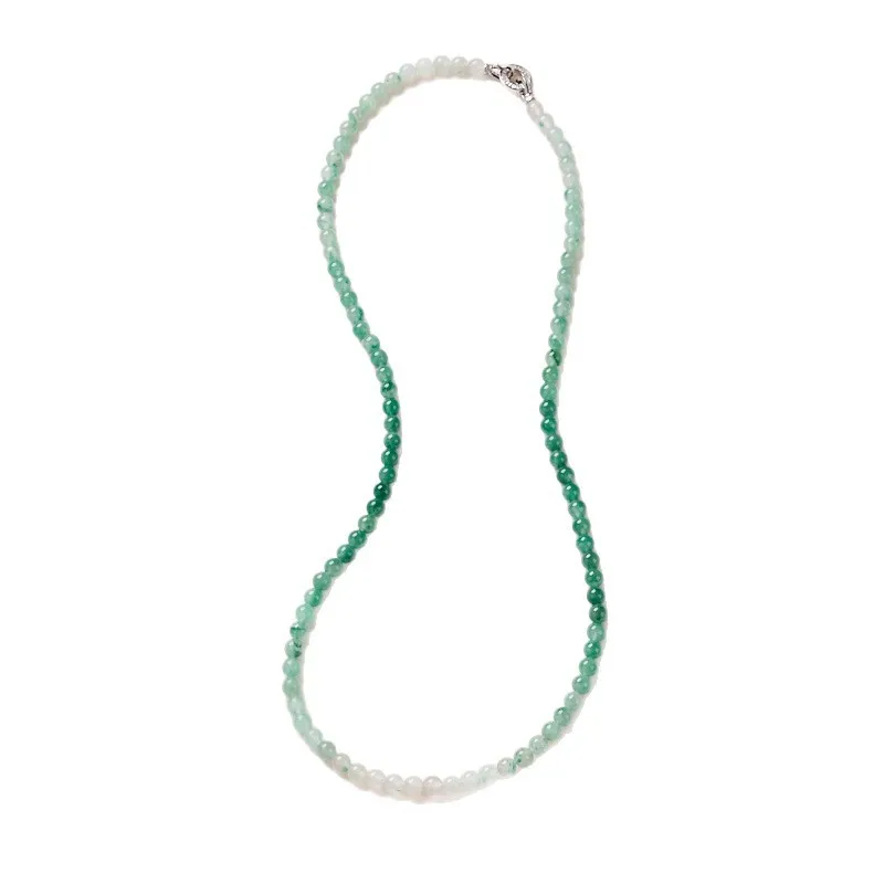 Natural 8MM African green necklace female gradual change color ice floating high sense jade necklace