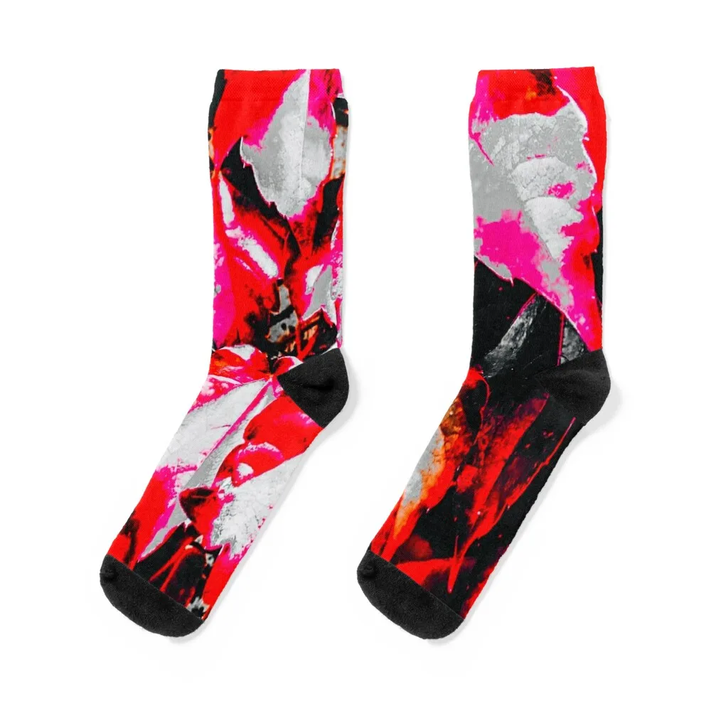 

Melbourne Art Red Silver Leaf Pattern image design Socks luxury Toe sports funny sock Running Man Socks Women's
