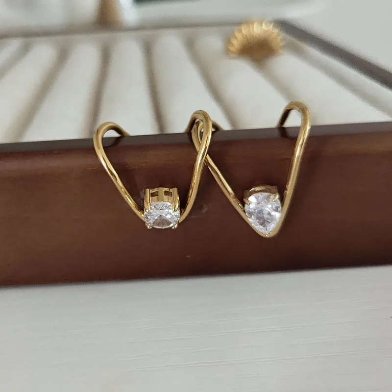 Pear cz stone v rings stainless steel rings for women abnormal simple dainty jewelry waterproof summer jewelry delicate