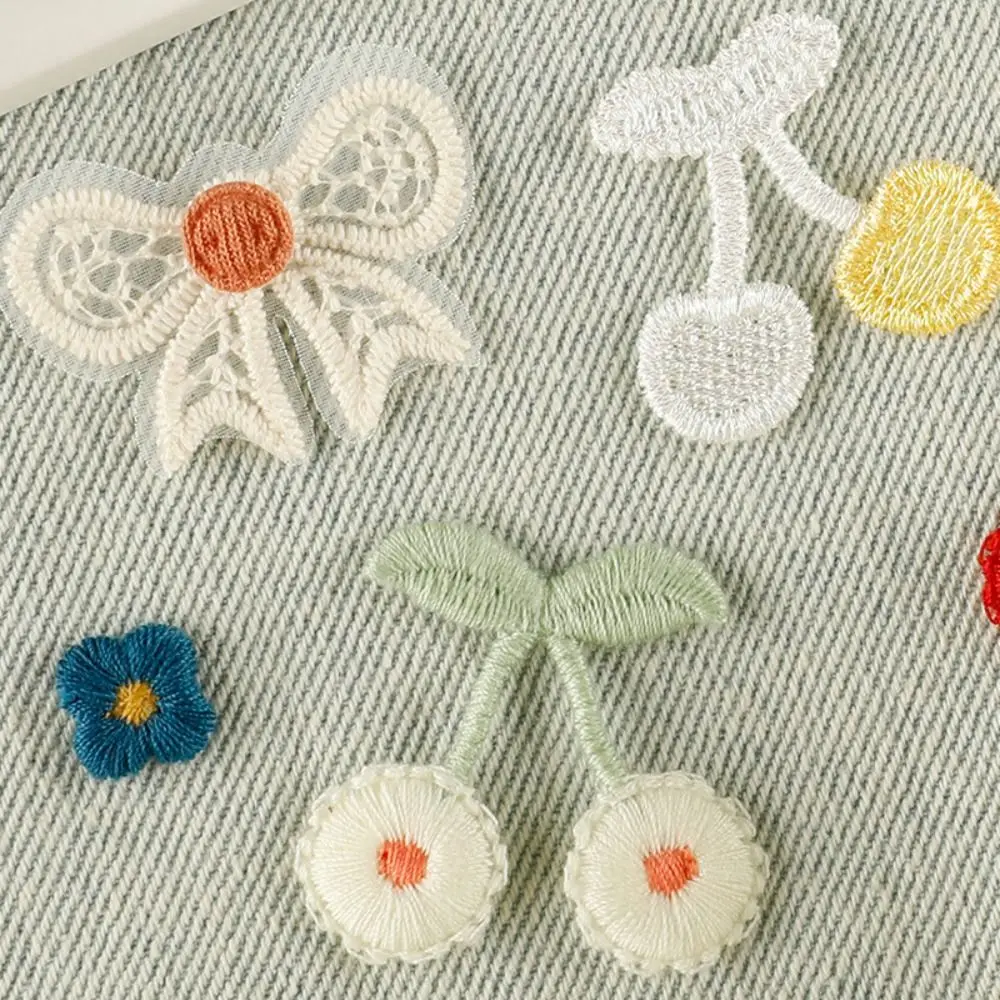 Fashion Cherry Flower Lace Clothing Patches Multifunction Embroidered Fabric Patch Sew-on DIY Applique Clothing Accessories