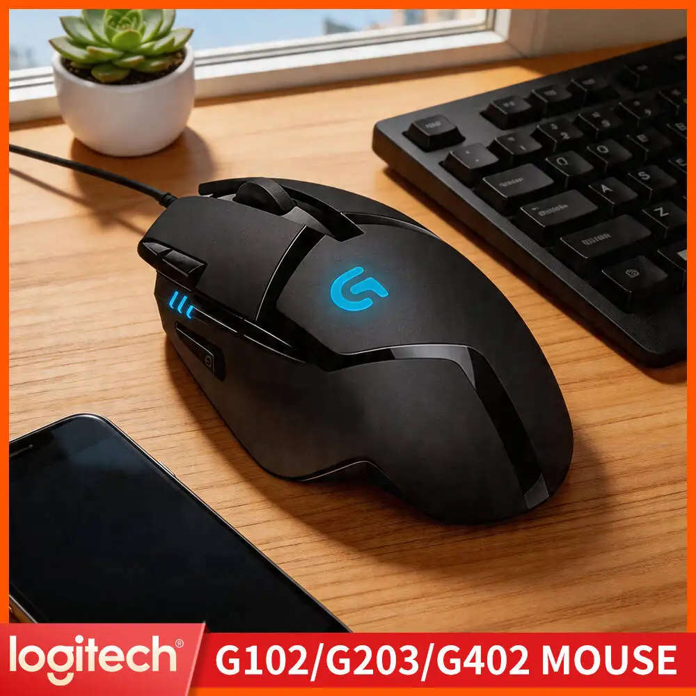 High-Precision Logitech G402 Mouse Fusion Engine 1ms Response 4000 DPI Anti-Slip for High-Stakes Competitive Gaming Matches