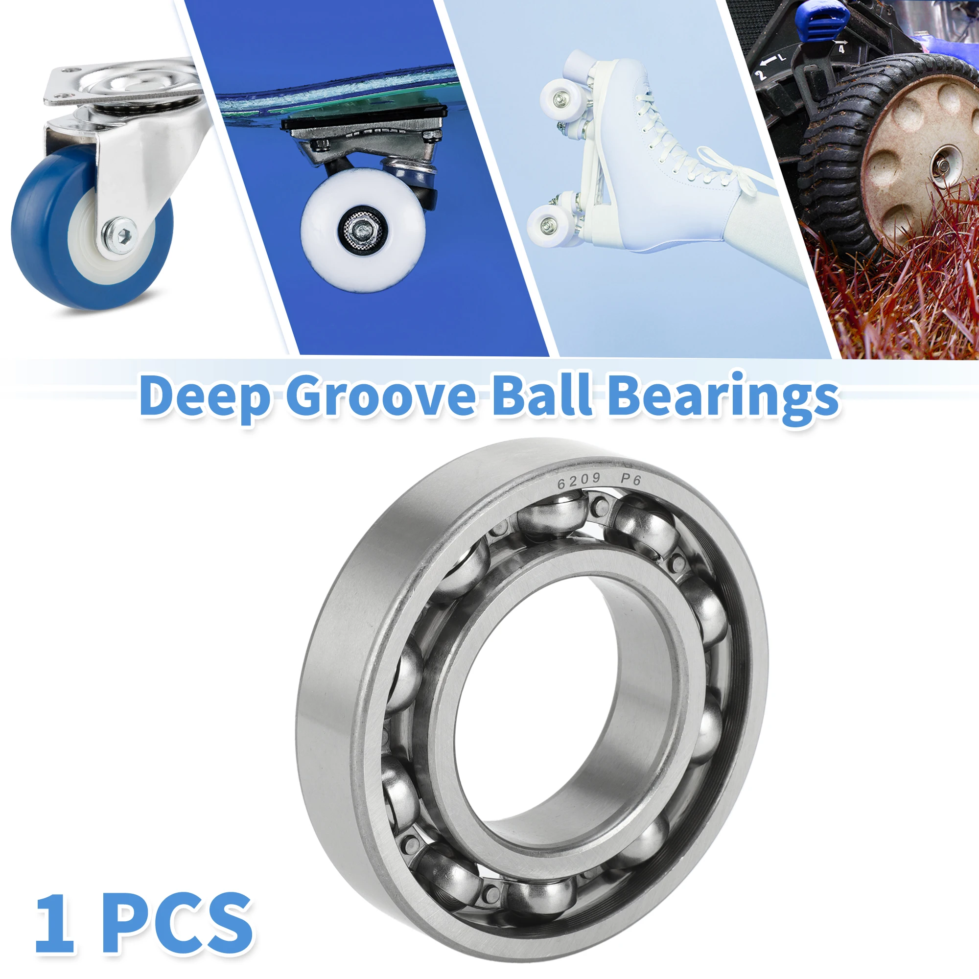 Motoforti 6209 Deep Groove Ball Bearings P6 45x85x19mm Lubricated Bearings Open Type Silver Tone Scooter Skateboard Wheel