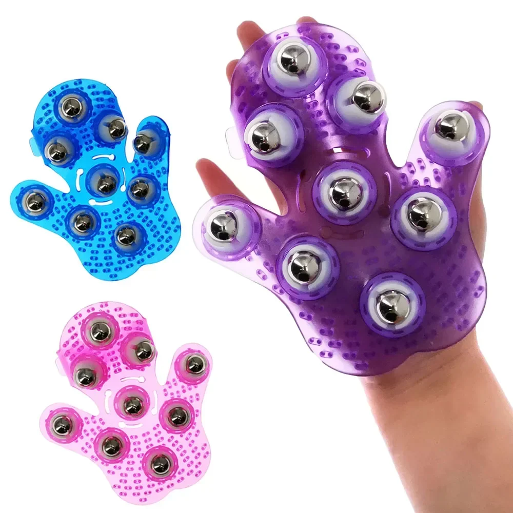 Rolling Ball Body Massage Gloves Acupoint Meridian Unblocking Muscle Pain Relief Relaxation Hand Neck Back Shoulders Health