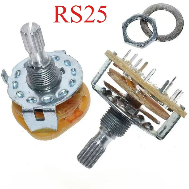 2 шт. RS25 6 мм вал с накаткой для крепления на панели 1P11T 2P4T 2P5T 2P6T 3P3T 3P4T 4P3T селектор поворотного ленточного переключателя