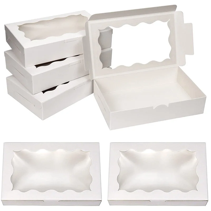 200Pcs Cookie Box Pastry Box With Clear Window Kraft Paper Baking Box for Dessert Candy Donuts Pies Cupcakes Muffins Macarons