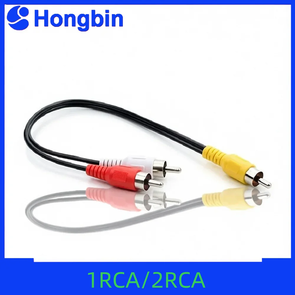RCA Splitter Cable Single to Dual Lotus Head Bass Cannon Line Audio Adapter 1 Lotus to 2 Lotus Pair for Home Theater Sound Syste