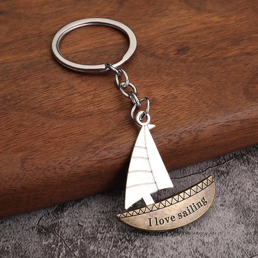 Fashion Sailboat Keychains Bag Ornament Buckle Metal Car Pendant Buckle One Sail Wind And Meaning Key Ring Travel Gifts