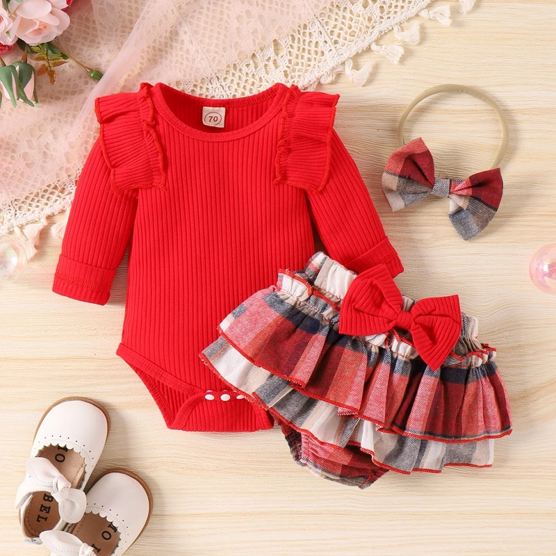 

Toddler Girls 3-Piece Outfit Set Floral Print Long Sleeve Top Ruffle Shorts Bow Headband Fall Clothing Set for Baby Girls