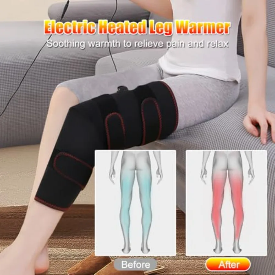 Electric Heating Pad for Thigh Knee and Calf Therapy: Heated Leg Warmer with Adjustable Size for Improved Circulation Targeted