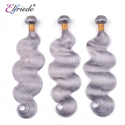 Elfriede Pure Grey Body Wave fasci di capelli umani colorati 100% estensioni dei capelli umani brasiliani 3/4 pacchi offerte capelli umani tesse