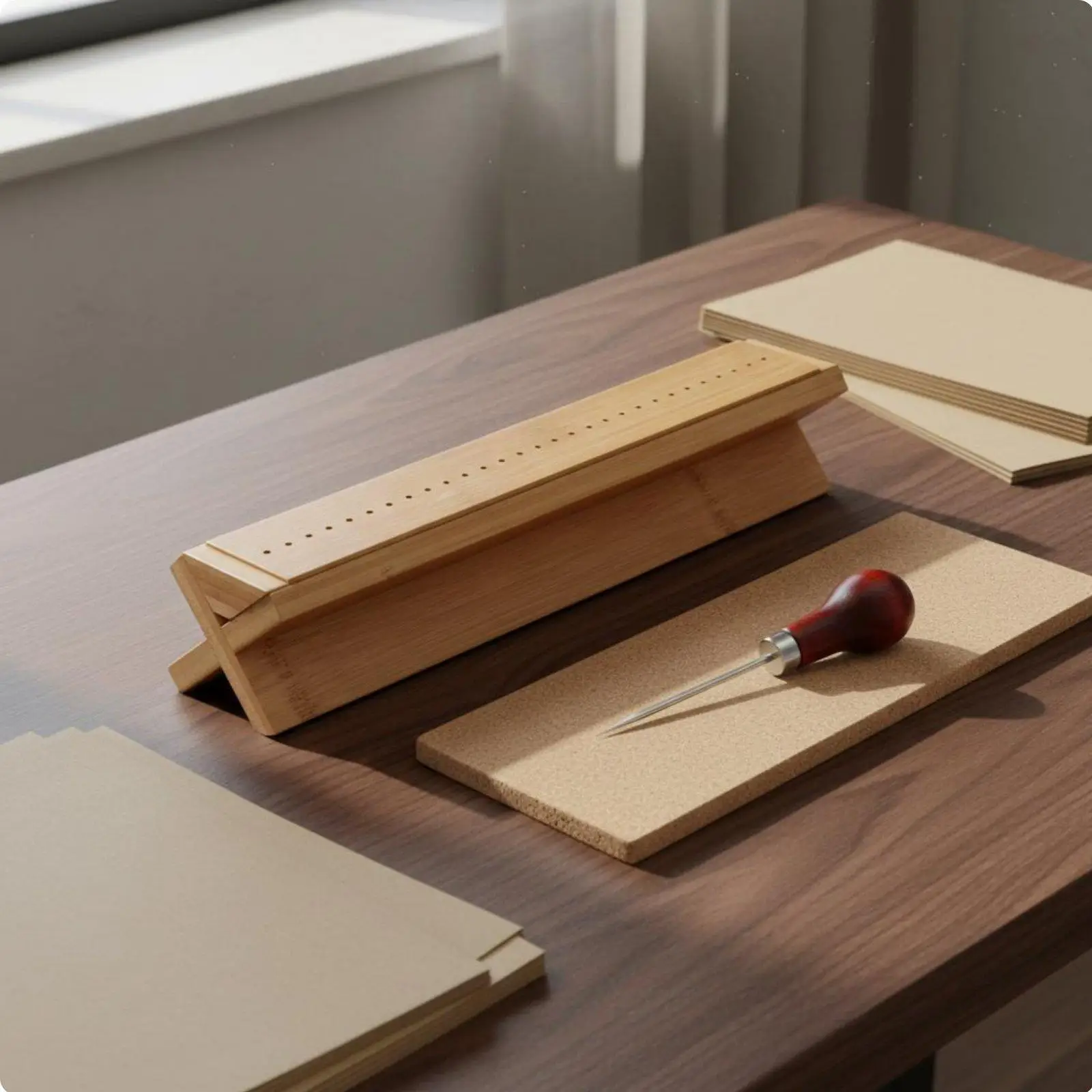 Craft Book Binding Punch User Friendly Wood Material Piercing Cradle Bookbinding Accessory for Notebooks