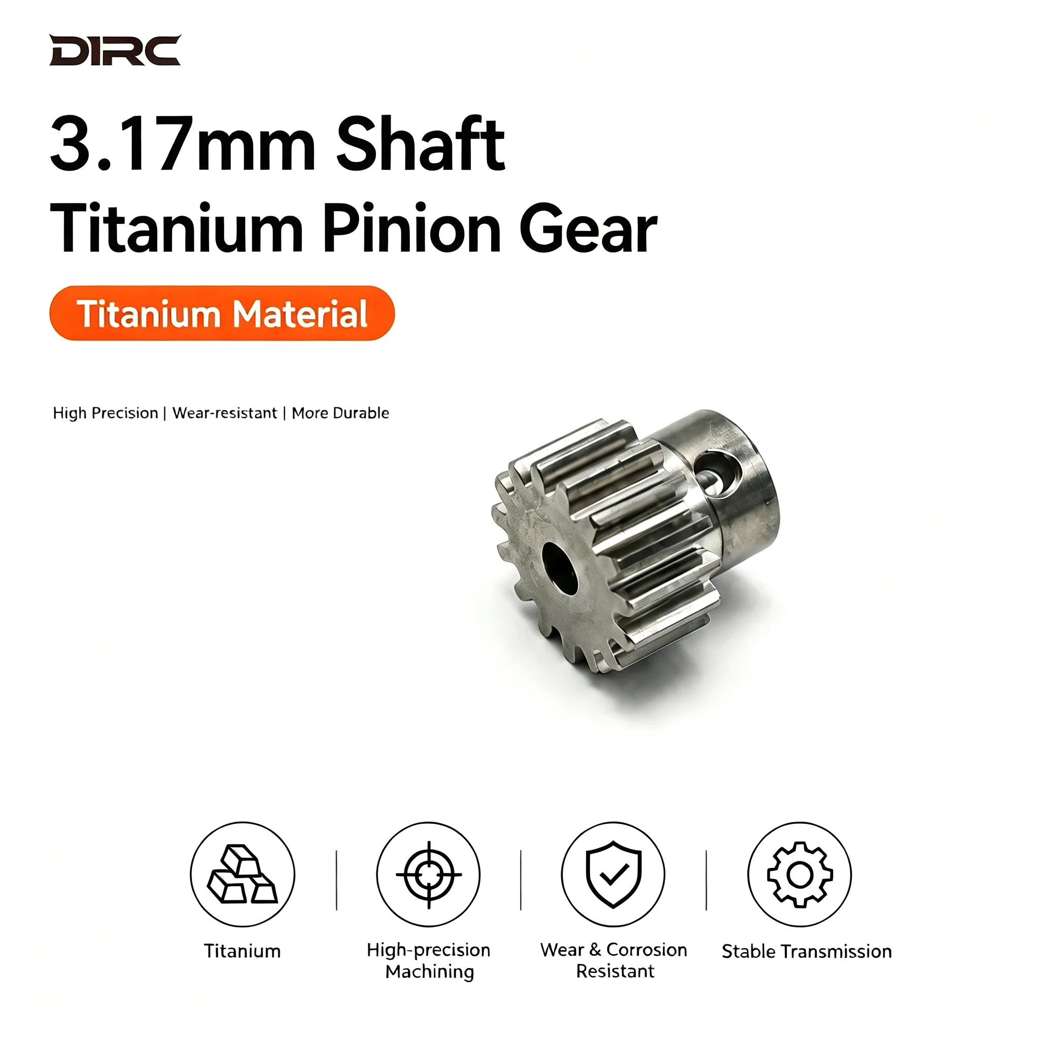 D1RC High-Strength Titanium Upgrade 3.17 & 2.3mm Shaft RC Motor Pinion Gear Wear-Resistant Precision Winch Gear for Hobbyists