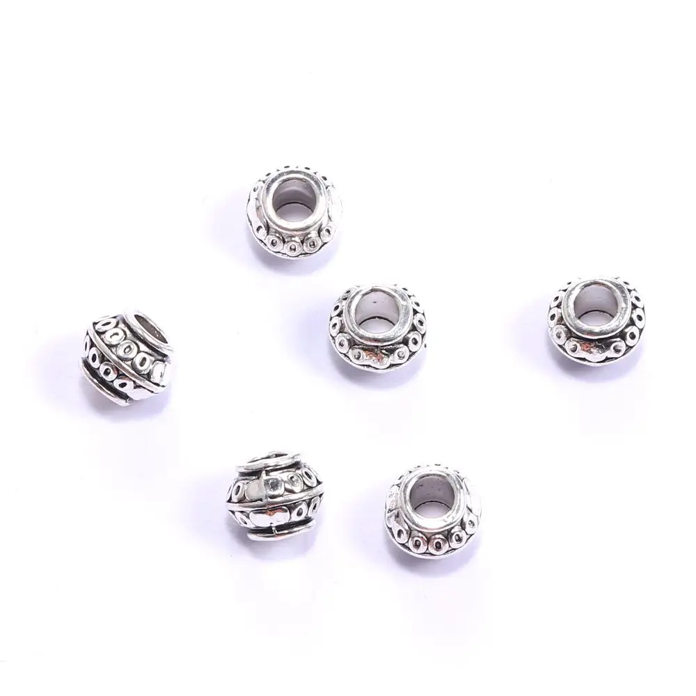 50pcs Tibetan Metal Big Hole Loose Spacer Tube Beads For Jewelry Making DIY Bracelet Necklace Accessoies Wholesale Supplies