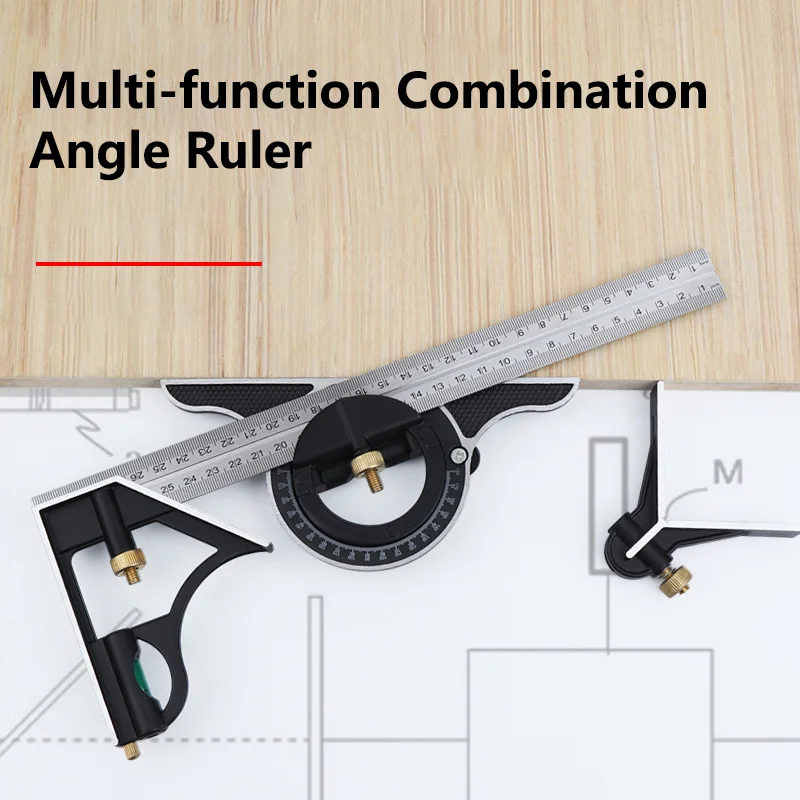 Dodosee 3-in-1 60cm Adjustable Woodworking Measuring Ruler Stainless Steel Multi Combination Square Angle Gauge Protractor Tools