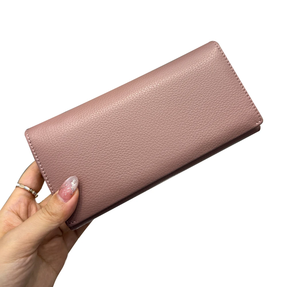 Carteira longa de cor sólida feminina nicho design moda simples grande capacidade saco luxo temperamento multi camada carteira clássica