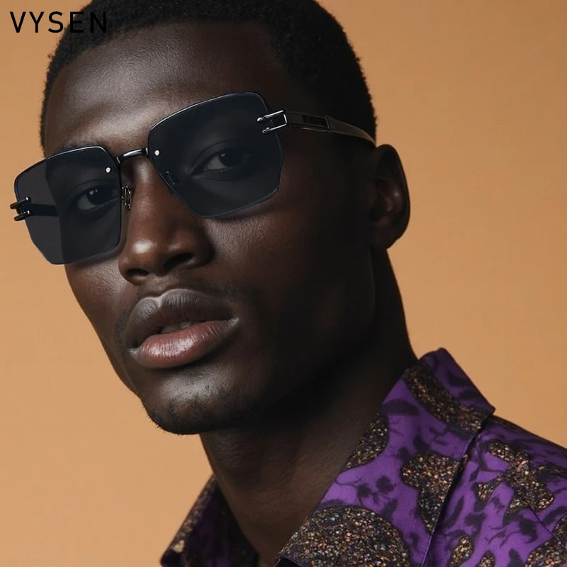 

Punk Rimless Square Sunglasses Men 2025 Luxury Brand Vintage Steampunk Polygon Sun Glasses Driving Outdoor Shades Eyewear UV400