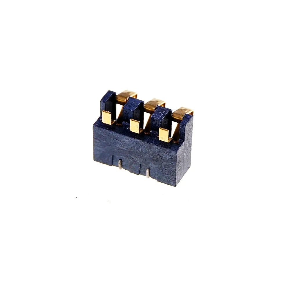 5pcs Spring Compression Contact 2.5 mm Pitch 3 Pin Female Male Connector Surface Mount Rechargeable Battery Connector Gold Flash