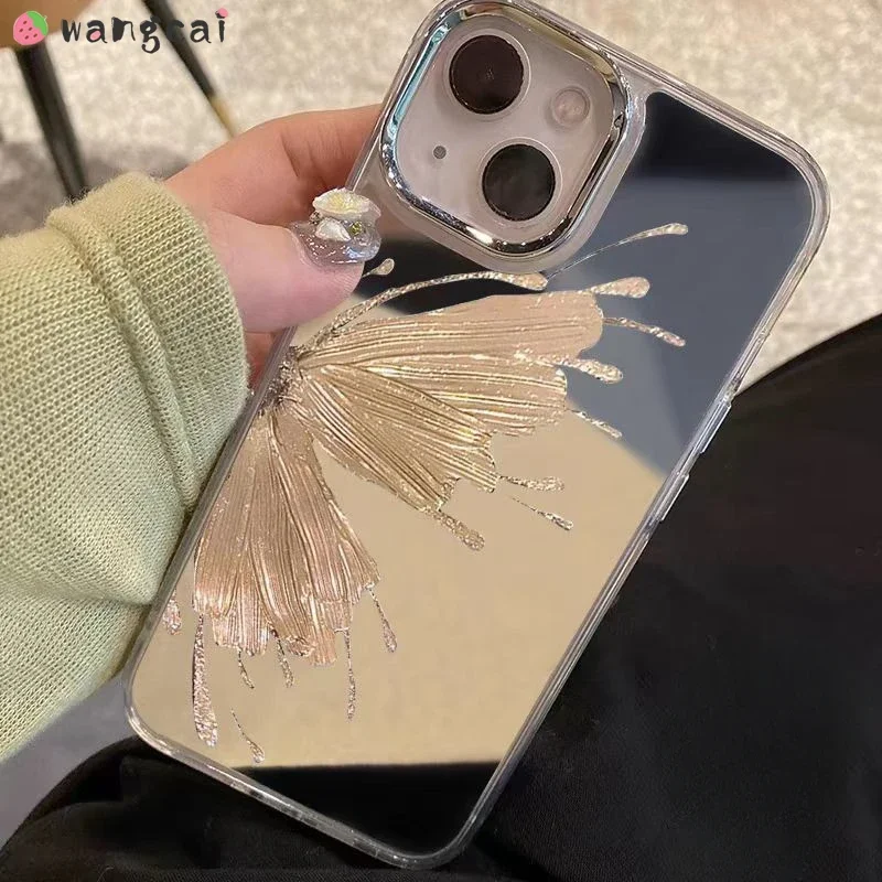 For Motorola Moto G22 E32 G75 G15 Power G05 G04S E15 S50 E22i E20 E13 E7 Edge 50 Fusion 40 Neo Pro Case Butterfly Mirror Case