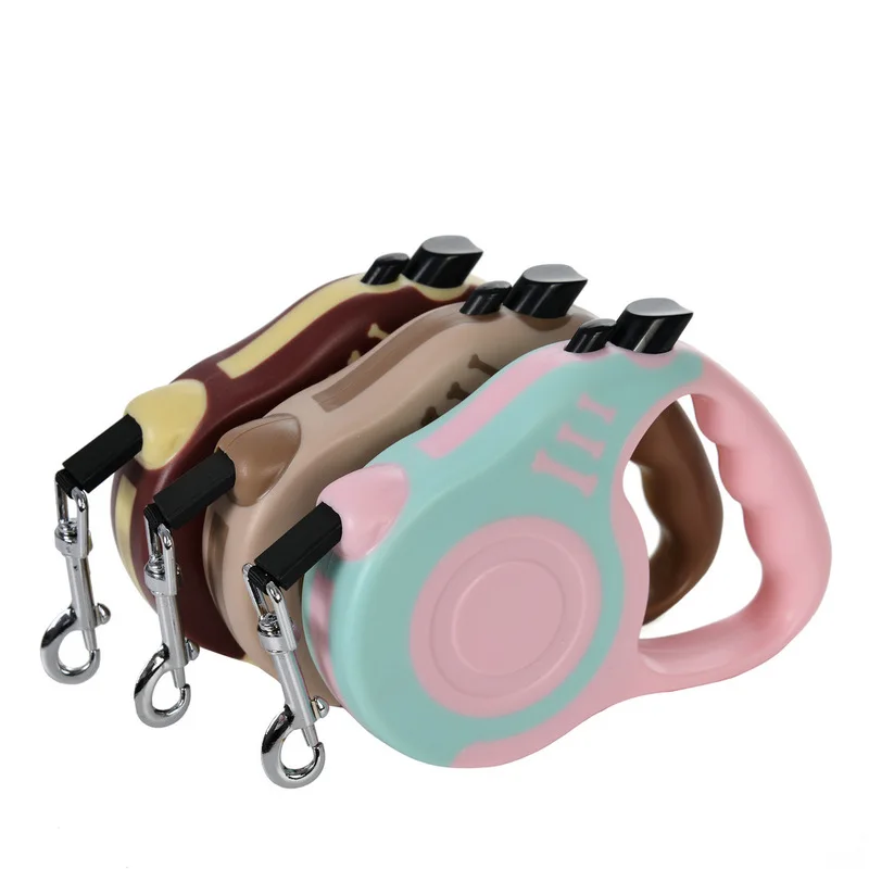 Matte Multi‑color Bone Print Automatic Retractable Pet Leash Walking Rope Dogs