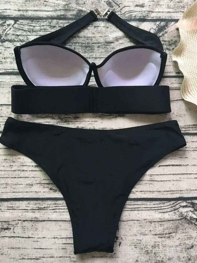 Maillot de bain deux pièces vert néon, sexy, soutien-gorge push-up, coupe, bikini, pour femmes, brésilien, pour la plage