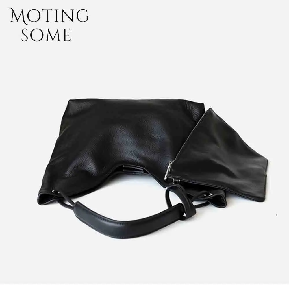 Motingsome Minimalismo Tote in pelle oversize Borsa da donna Borsa a tracolla portatile sotto le ascelle Borsa da donna in pelle bovina di lusso