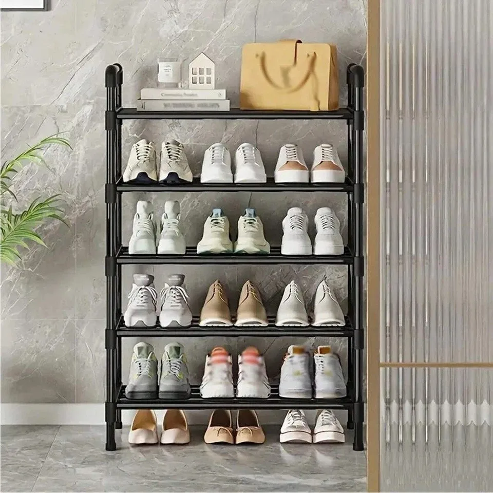 

5-Layer Shoe Rack Black Shoe Storage Stand Simple Home Office Shoe Storage DIY