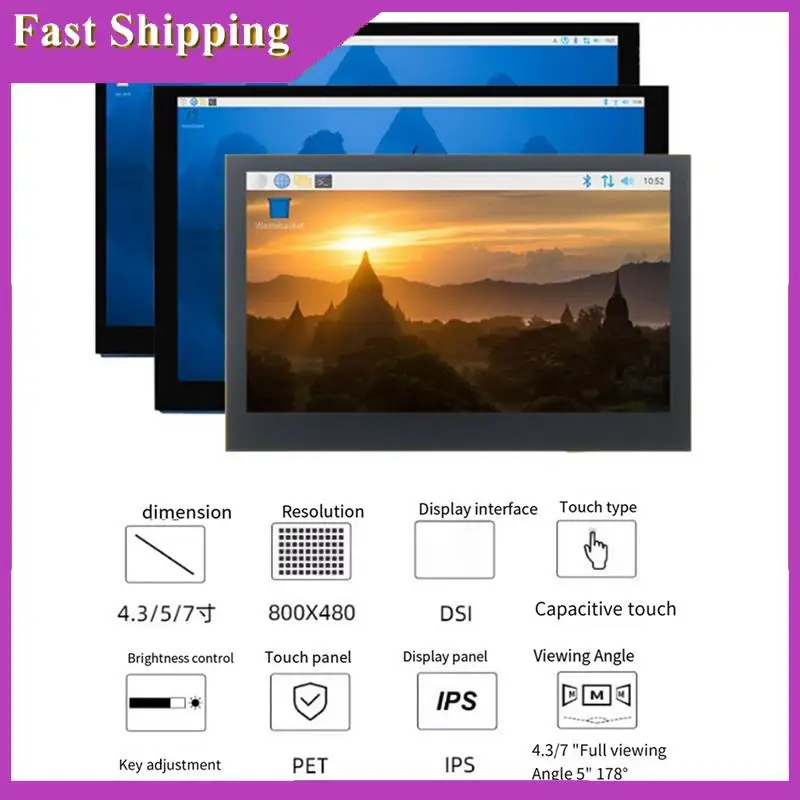 ABRI-5 Zoll kapazitiver Touchscreen für Raspberry Pi 5/4B/3B+ IPS-Display 178 °   Laufwerksfreies CSI-Kabel mit Standardmonitor