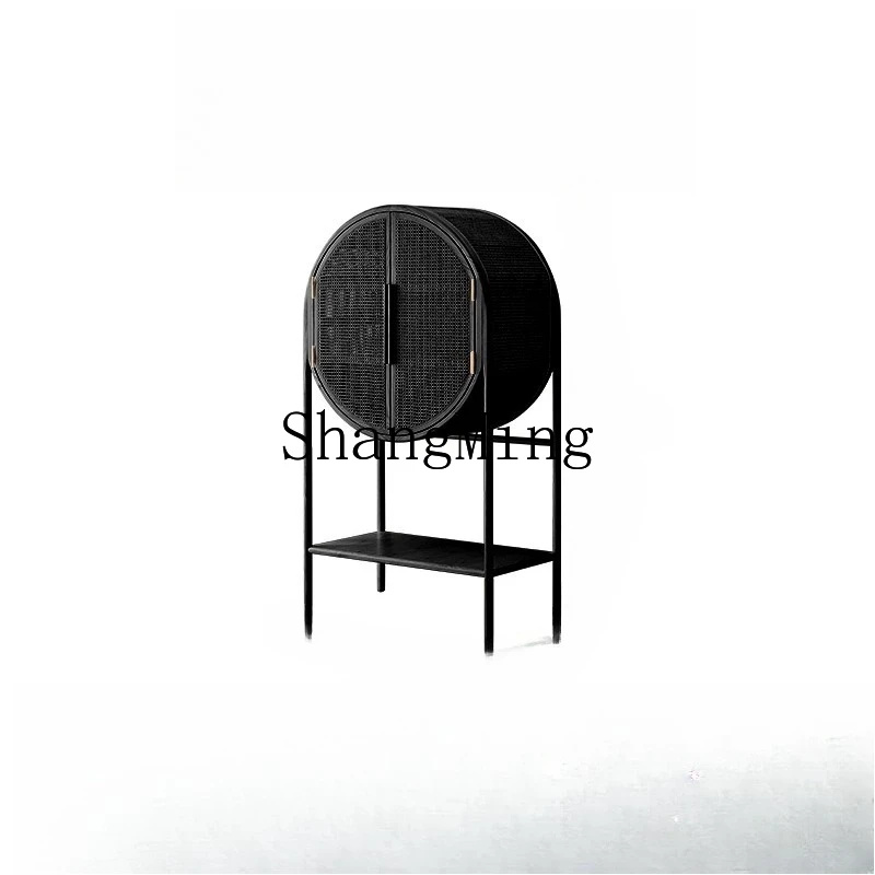 

FG solid wood rattan wine cabinet display case living room home modern simple small apartment