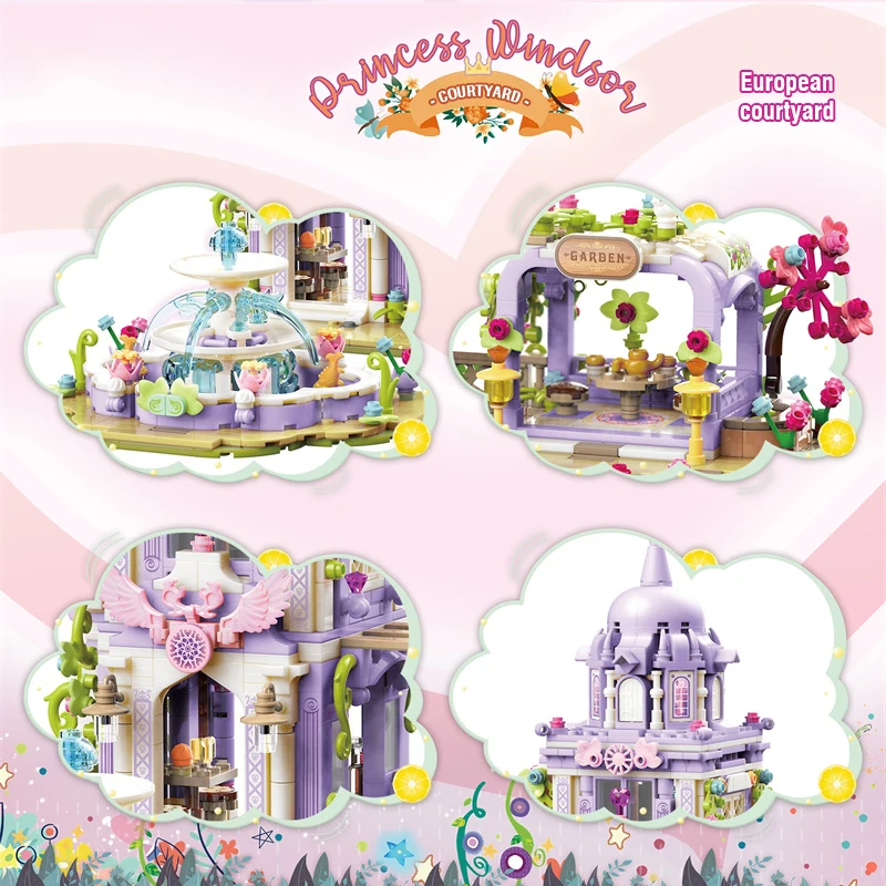 Girl Princess Castle Building Block Treehouse Courtyard Garden Model Blocks Bricks Kids Creative DIY Education Toy Children Gift