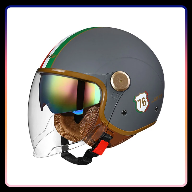 

DOT ECE Open Face Helmets Jet Moto Helmet Daul Lens Retro Semi-open Helmets Men Women Motorcycle Accessories Cascos Para Motos