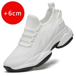 Elevator Shoes Men White Sneakers Hidden Heels Heightening Shoes For Men Fashion Black Breathable 6cm Sports Taller Shoe