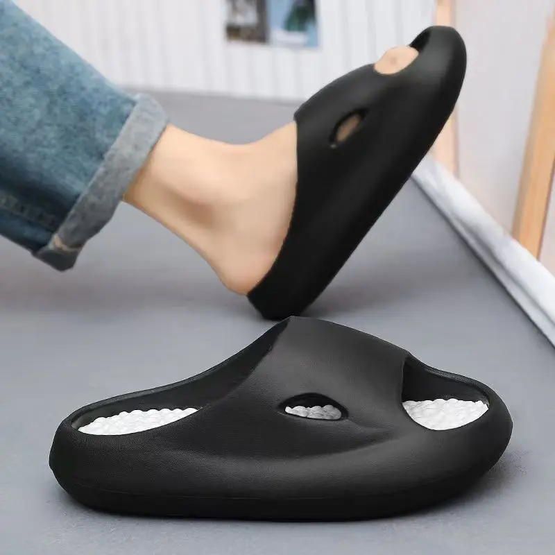 

Men's Summer New One Word Foot Massage Slippers Thick Sole Non Slip Home Slippers Soft Sole Bathroom Slippers Sports Slippers