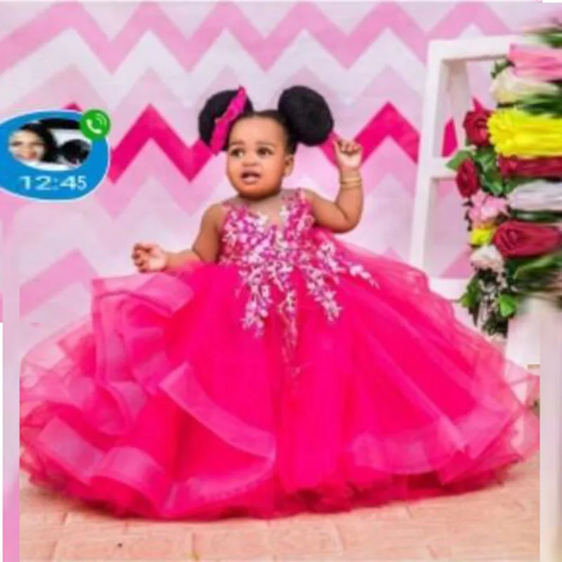 

Fuchsia Ruffles Tulle Baby Girls Birthday Party Dress Ball Gown Flower Girl Dresses For Wedding Pageant Gowns 2022 Baby Party