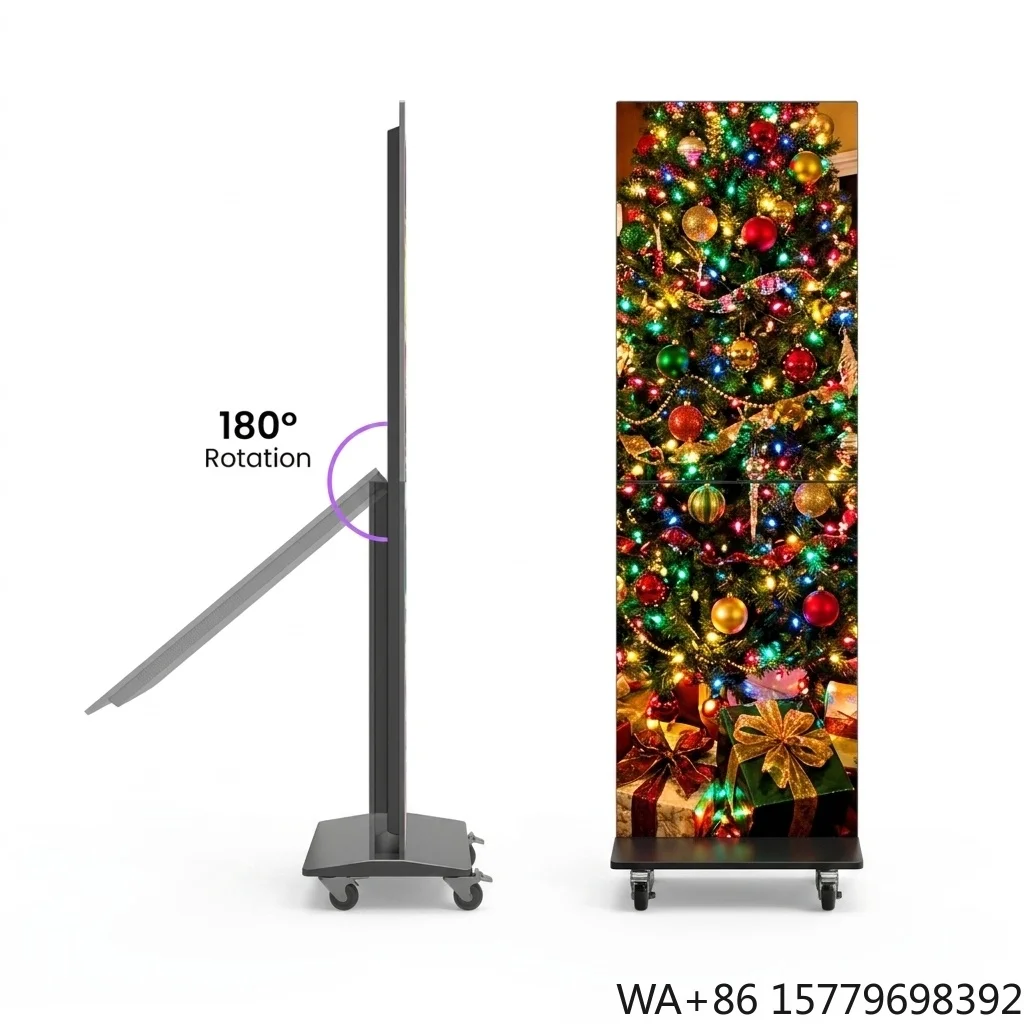 Ultra Slim Moveable Folding Full HD IP54 Waterproof 1000cd Brightness Animation Advertising Digital Signage Smart LED Display