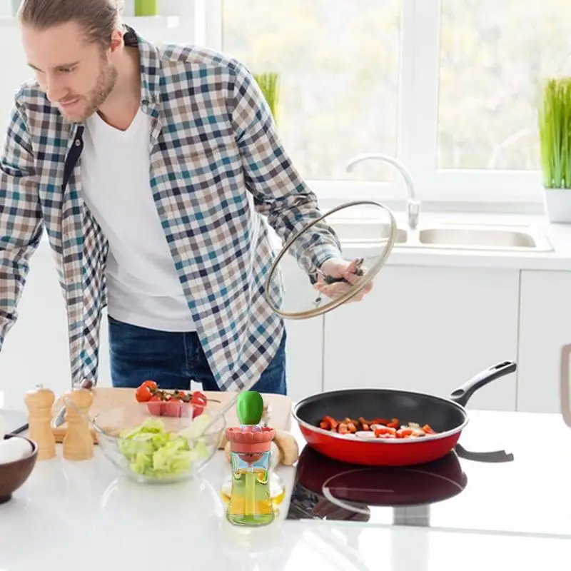 Dispenser per aceto Dispenser per olio da cucina Salsa Bottiglia da 180 ml Contagocce Misurazione Dispenser per olio in vetro a tenuta stagna Conservazione dell'olio 2 in 1