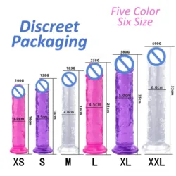 여성용 에로틱 항문 섹스 토이, 현실적인 큰 젤리 딜도, 게이 소프트 클리토리스 질 자위대, 페니스 흡입 컵, 저렴한 6 가지 크기