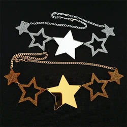 KUGUYS Mirror Acrylic Stars Pendant Necklace for Women Fashion Jewelry Accessories
