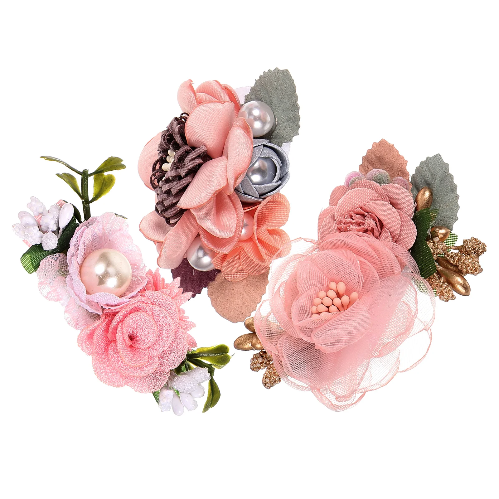 

3 Pcs Floral Hair Clips for Baby Girls ChildrenHeadgear Faux Flower Bridesmaid Wedding Party Photo Accessories