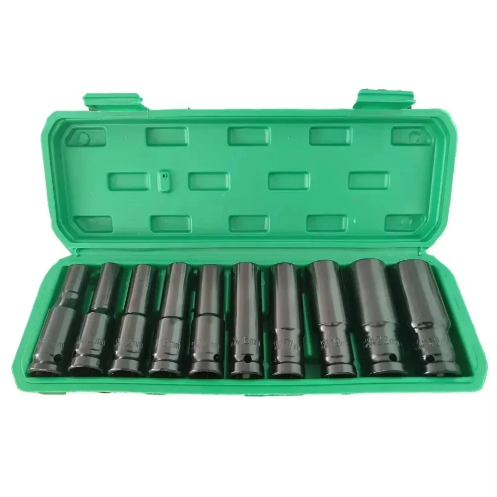 10pcs 1/2 Drive Metric Impact Socket Set Universal Deep Socket Wrench for Air Pneumatic Repair Tools Heavy Duty