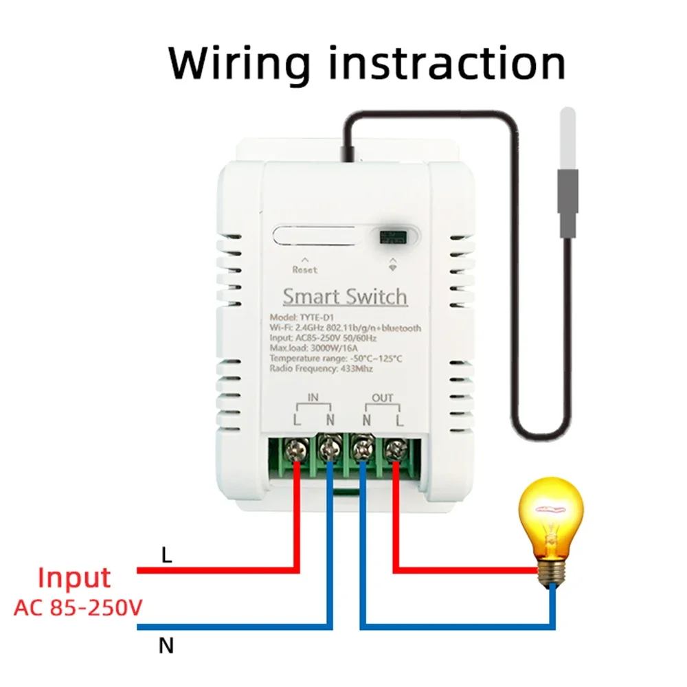 16A Tuya Smart WiFi Home interruttore sensore di temperatura e umidità APP telecomando funziona con ALEXA Google Assistant