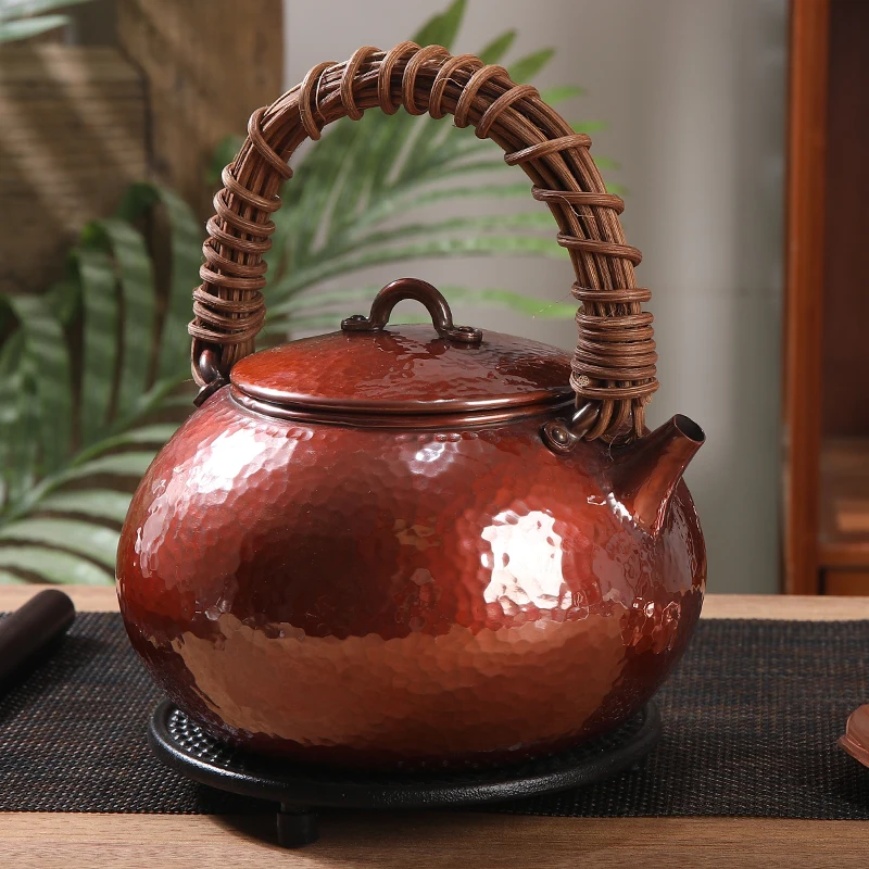 Zhushantang copper kettle, a dozen copper kettle, teapot, red copper burnt color, retro bright color, boiling