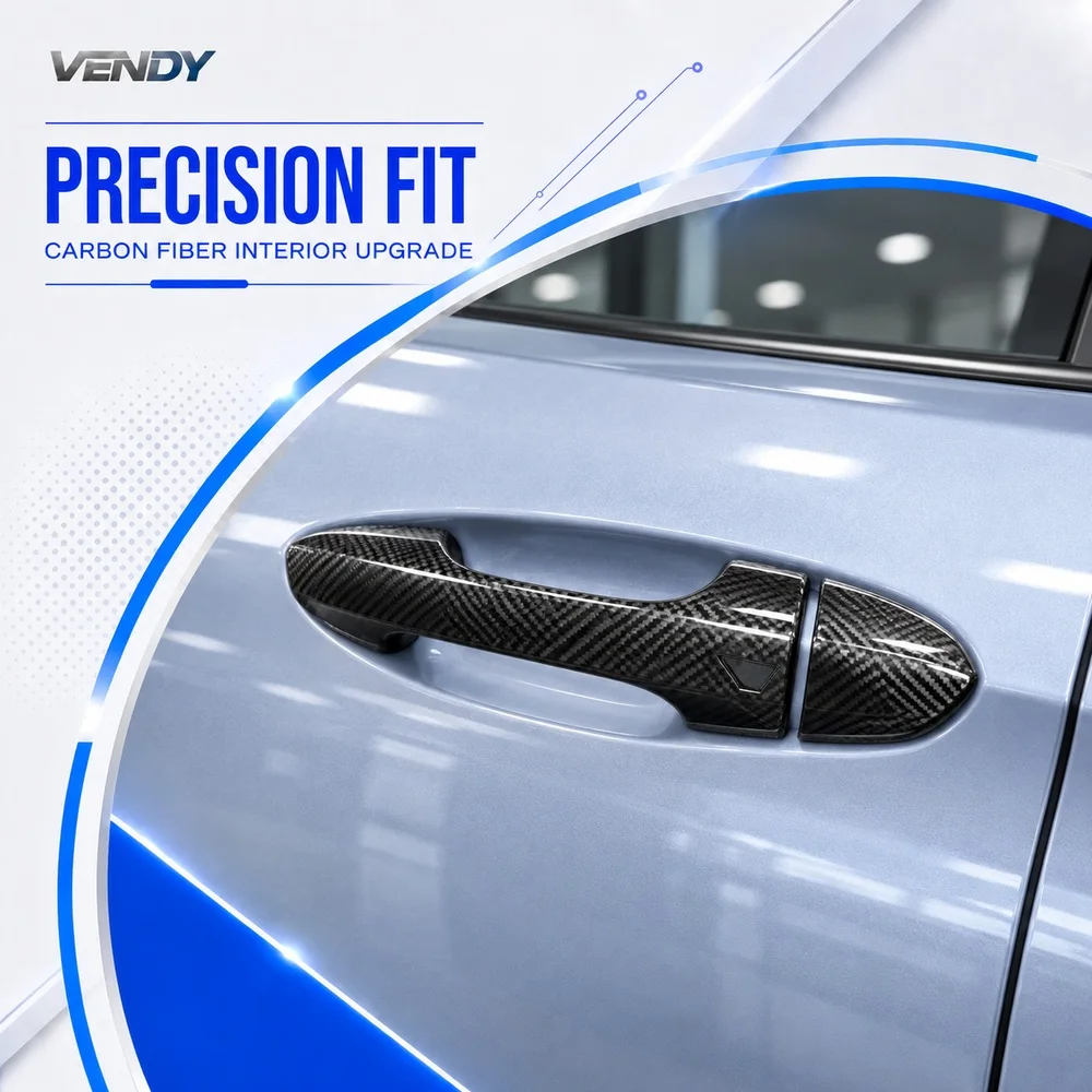 Real Carbon Fiber For Ford Mustang 2018-2021 Exterior Door Handle Frame Door Handle Shell Cover Trim Modified Parts Accessories